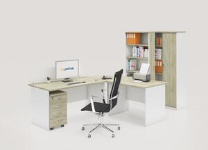 Sestava kancelářského nábytku MIRELLI A+, typ A, bílá / dub sonoma