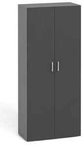 Kancelářská skříň s dveřmi KOMBI, 4 police, 1865x800x400 mm, šedá / grafit