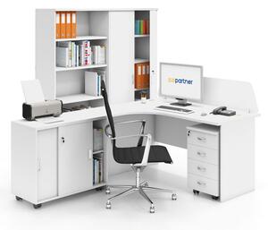 Sestava kancelářského nábytku MIRELLI A+, typ C, bílá