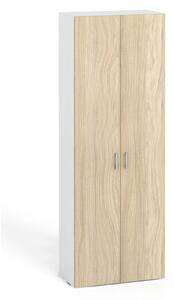 Kancelářská skříň s dveřmi KOMBI, 5 polic, 2233 x 800 x 400 mm, bílá / dub přírodní