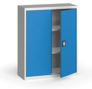 Plechová policová skříň METAL, 1150 x 950 x 400 mm, 2 police, šedá / modrá