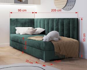 Čalouněná postel COIMBRA III - 200x90 cm - zelená