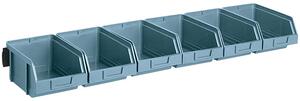 Ocelové lišty s plastovými boxy, 6x box 103 x 166 x 73 mm