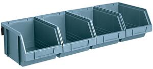 Ocelové lišty s plastovými boxy, 4x box 146 x 237 x 124 mm