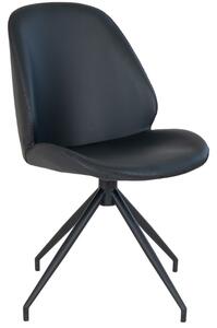 Nordic Living Černá koženková otočná jídelní židle Celur