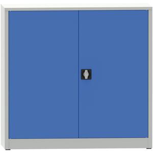 Dílenská policová skříň na nářadí KOVONA JUMBO, 2 police, svařovaná, 1200 x 500 x 1150 mm, šedá / modrá