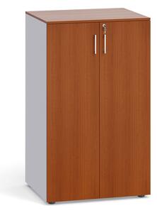 Kancelářská skříň s dveřmi PRIMO, 800 x 640 x 1338 mm, 3 police, šedá / třešeň