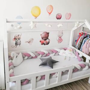 INSPIO-textilní přelepitelná samolepka - Samolepky na zeď - Zvířátka s balóny v pastelových barvách