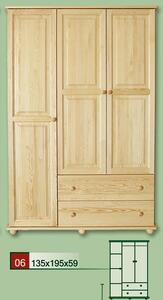 Dřevěná šatní skříň CLASSIC 6 z masivu borovice