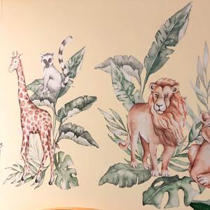 INSPIO-textilní přelepitelná samolepka - Dětské samolepky na zeď - Zvířátka ze safari v divočině