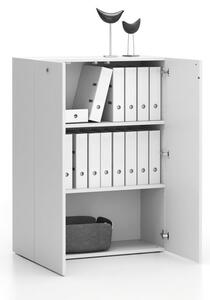 Nízká kancelářská skříňka SEGMENT, uzamykatelná, 2 police, 840 x 370 x 1140 mm, bílá