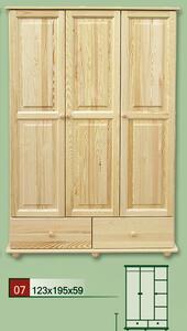 Dřevěná šatní skříň CLASSIC 7 z masivu borovice