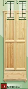 Dřevěná šatní skříň CLASSIC 15a z masivu borovice