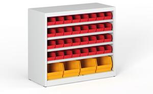 Regál s plastovými boxy BASIC se zadní stěnou - 800 x 400 x 920 mm, 32x A, 4x C