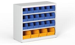 Regál s plastovými boxy BASIC se zadní stěnou - 800 x 400 x 920 mm, 18x B, 4x C