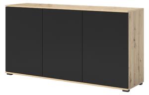 ETapik - Komoda 3D 150 cm Dekor dřeva: Černá