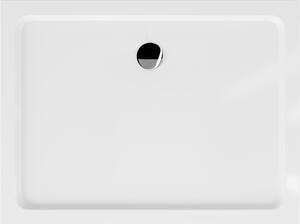 Mexen Flat obdélníková vanička do sprchového koutu slim 80 x 70 cm, Bílá, sifon Chromovaná
