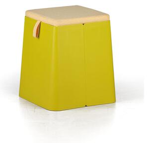 Plastový taburet s polštářkem, žlutý