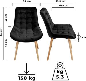Miadomodo 74743 Sada prošívaných jídelních židlí, černé, 2 ks