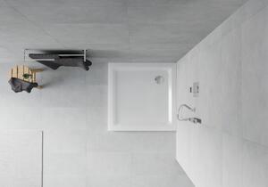 Mexen Flat čtvercová vanička do sprchového kout slim 70 x 70 cm, Bílá, sifon Chromovaná