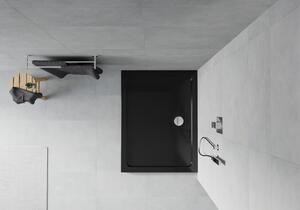Mexen Flat obdélníková vanička do sprchového koutu slim 120 x 80 cm, Černá, sifon Chromovaná