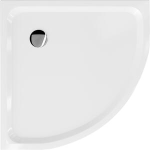 Mexen Flat polokulatá vanička do sprchového koutu slim 90 x 90 cm, Bílá, sifon Chromovaná
