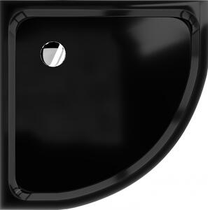 Mexen Flat polokulatá vanička do sprchového koutu slim 70 x 70 cm, Černá, sifon Chromovaná