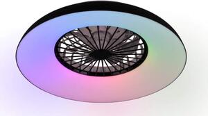 Trio Leuchten R69302102 SVAERHOLT - Stropní LED RGB černý ventilátor s dálkovým ovladačem, LED 34W + 4W RGB, 4500lm, 2700-6500K, Ø 60cm (LED RGB stropní ventilátor stmívatelný ovladačem)