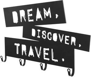 Miadomodo 75112 Nástěnný věšák se čtyřmi háčky, Dream, Discover, Travel