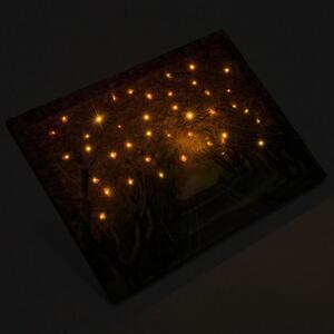 Nexos Nástěnná malba rozkvetlá alej stromů, 40 LED, 30 x 40 cm