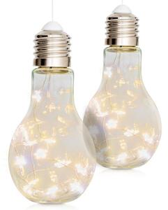 Vánoční dekorace žárovka, sada 2 ks, 10 LED, teple bílá