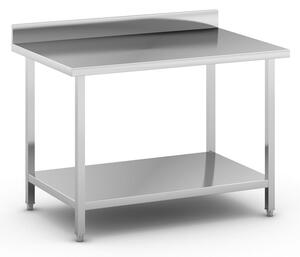 Nerezový pracovní stůl s policí a ohrádkou, 1200 x 800 x 850 mm