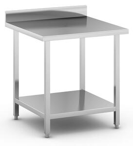 Nerezový pracovní stůl s policí a ohrádkou, 800 x 800 x 850 mm
