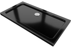 Mexen Flat obdélníková vanička do sprchového koutu slim 120 x 70 cm, Černá, sifon Chromovaná