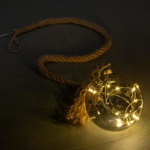 Vánoční dekorace koule na laně, 20 LED, teplá bílá