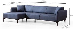 Designová rohová sedačka Beasley 270 cm modrá - levá