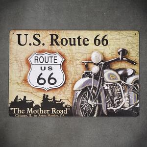 Kovová cedule Route 66 motocykl