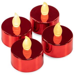 Nexos 75652 Dekorativní sada 4 LED čajových svíček na baterie, červené