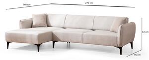 Designová rohová sedačka Beasley 270 cm šedo-bílá - levá