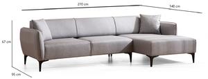 Designová rohová sedačka Beasley 270 cm šedá - pravá