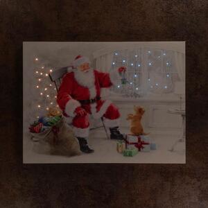 MAXXIVA® 74515 Nástěnná malba Santa Claus s psíkem, 40 LED, 30 x 40 cm