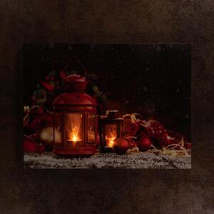 Nexos Nástěnná malba červené lucerny, 2 LED, 30 x 40 cm