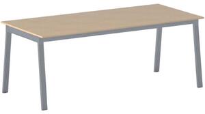 Jednací kancelářský stůl PRIMO BASIC, 200x90 cm, šedostříbrná podnož, buk