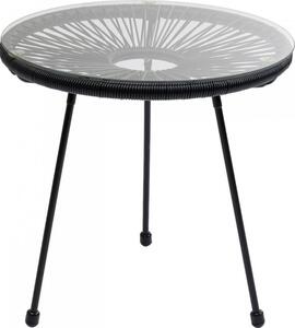 Kare Design Skleněný zahradní odkládací stolek Acapulco s černým výpletem