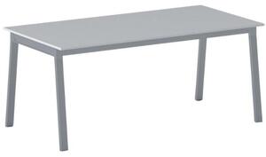 Jednací kancelářský stůl PRIMO BASIC, 180x90 cm, šedostříbrná podnož, šedá
