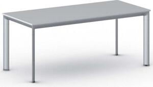 Jednací kancelářský stůl PRIMO INVITATION, 180x80 cm, šedostříbrná podnož, šedá