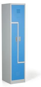 Kovová šatní skříňka Z, cylindrický zámek, modré dveře
