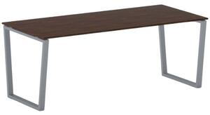 Kancelářský stůl PRIMO IMPRESS, šedostříbrná podnož, 2000 x 900 mm, ořech