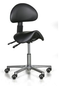 Pracovní židle SHAWNA, sedák ve tvaru sedla, univerzální kolečka, černá