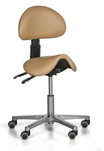 Pracovní židle SHAWNA, sedák ve tvaru sedla, univerzální kolečka, béžová